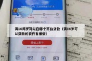 满16周岁可以在哪个平台贷款（满16岁可以贷款的软件有哪些）